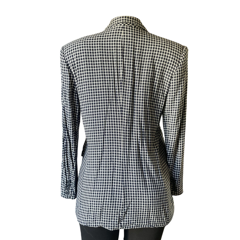 Vintage Ralph Lauren Blazer Women’s 12 90s Navy Check Made in USA 100% Rayon - Picture 2 of 8